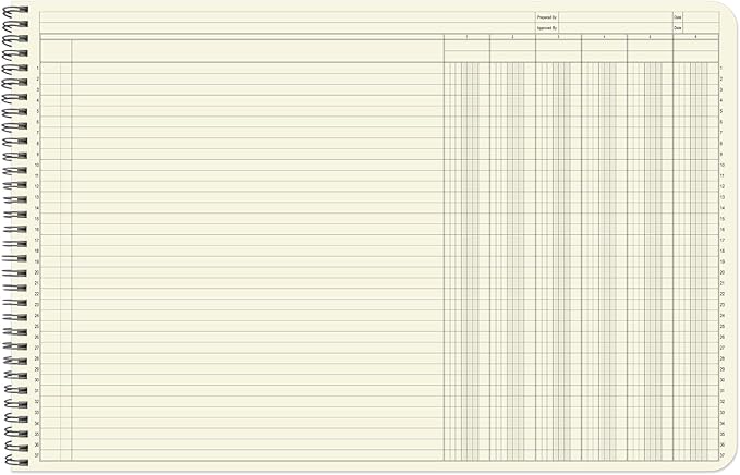 BookFactory Accounting Ledger Notebook/Large 6 Column Accounting Ledger Columnar (Six Columns) Log Book - 17'' x 11'', 100 Pages, Wire-O Landscape Format (LED-100-CLCW-PP(17x11-Ledger-6)-AX)