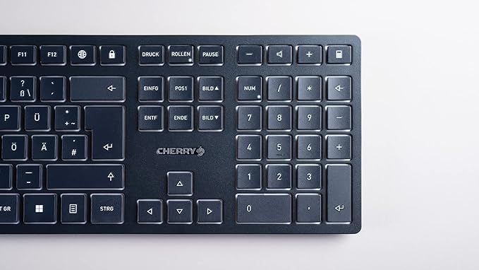 Cherry KW 9100 Slim Wireless Keyboard Rechargeable with SX Scissor Mechanism, Silent keystroke Quiet Typing with Thin Design for Work or Home Office.