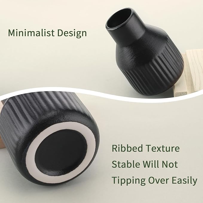 Artificial Eucalyptus Greenery Stems in Ceramic Vase,10Pcs Fake Plants Eucalyptus Leaves faux Plants for Centerpiece Table Decorations Home Room Decor office desk decor Greenery Decor indoor (Black)