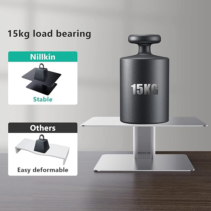 Nillkin Monitor Stand for Desk, Adjustable Height Computer Monitor Stand, Ergonomic Aluminum Computer Stand for Desktop Monitor, iMac,MacBook, Dell, HP, Lenovo and other Screen Display, Silver