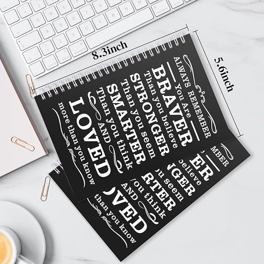 4Pcs A5 Spiral Notebook,Inspirational Journal,Motivational Journal for Women Men,100 Pages Lined Spiral Journal Notebook College Ruled Daily Diary for School,Travel,Business,Work (4Pcs Always-Black)