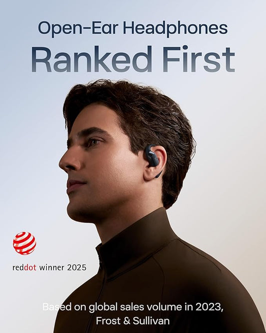 SHOKZ New OpenFit 2+ Open-Ear Headphones, Dolby Audio Enabled, Comfortable Earbuds with Soft Ear Hooks, 48H Playtime, IP55 Water-Resistant, USB-C Fast Charging, Wireless Charging, Carrying Bag, Black