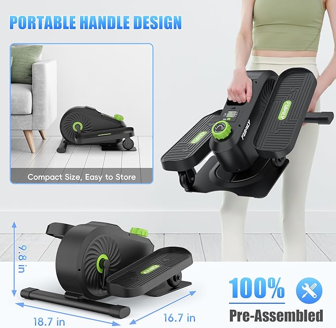 FUNMILY Under Desk Elliptical, Desk Bike Pedal Exerciser, Fully Assembled Leg Exerciser 2 in 1 Seated Standing Elliptical, Ultra-Quiet Mini Elliptical Machines for Home Office Use