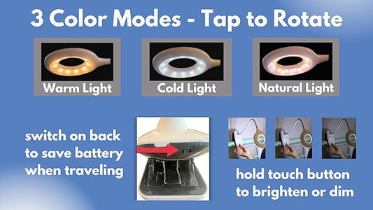 Portable LED Clip On Night Light for Babies, Kids & Adults – Dimmable, Rechargeable, 3-Colors for Nursery, Desk, Crib, Diapers, Reading, Feeding, Bedroom, Office, Task, Car, Music, Travel, Gift