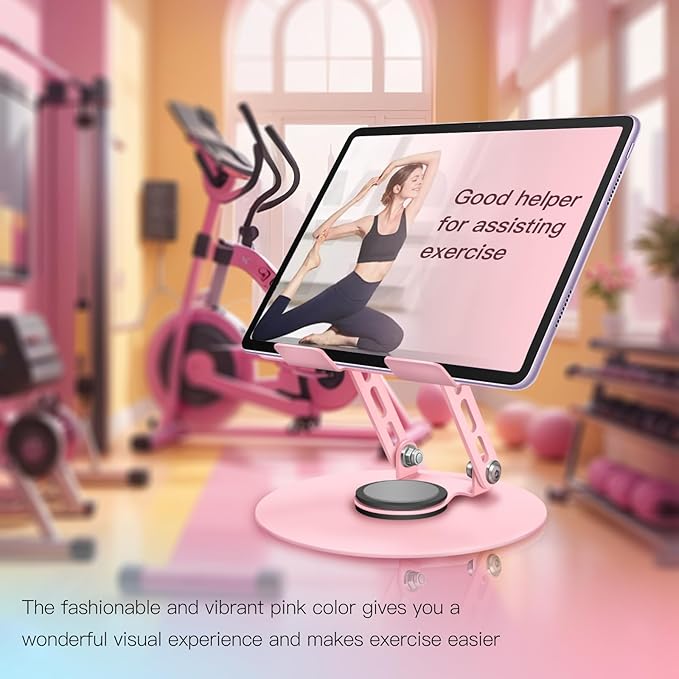 Pink 360° Rotating Portable Tablet Stand|Adjustable Dual Rotary Shaft,Foldable | Compatible with iPads & 4-13.3" Tablets - Perfect for Work,Office,Travel,Home,Painting