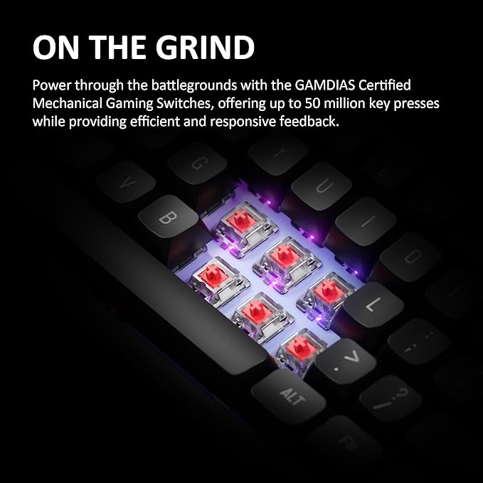 GAMDIAS Hermes E7 Wired Gasket 75% RGB Mechanical Keyboard, Volumn Control Knob, Hot Swappable Linear Red Switch, Backlit RGB with PBT Keycaps, Anti-ghosting with N-Key Rollover