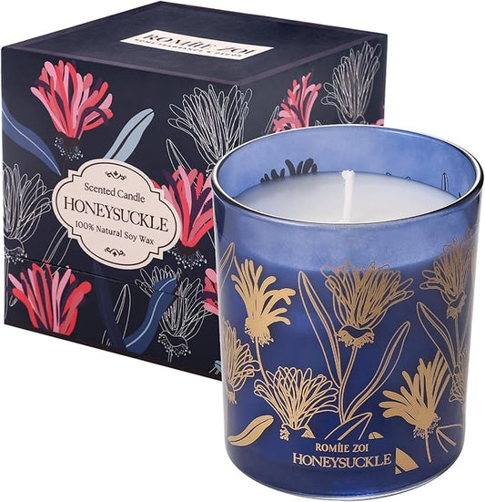 Scented Candle - Honeysuckle - 6oz Aromatherapy Soy Wax Jar Candle for Home, Gifts for Women - 170g