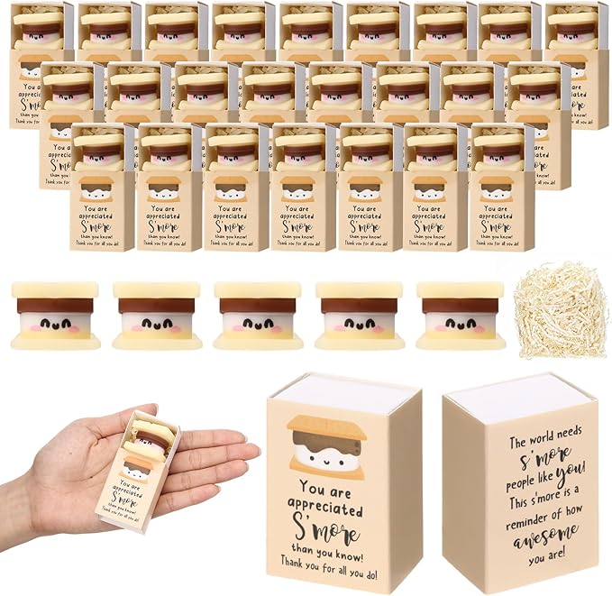 Wettarn 36 Sets Appreciation Gifts S'more Stress Balls with Thank You Gift Boxes for Employee Coworker Teacher Office Team Positive Desk Decor Relief Toys
