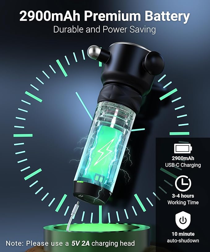 HYAKO R1 Deep Tissue Vibrating Muscle Massager - Therapy Back Massager for All Body Relief - Muscle Pain Relief and Fascial Binding - Trigger Point Therapy Massage Gun - Gifts for him