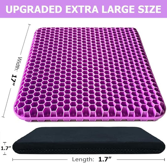 Gel Seat Cushion, Office Seat Cushion Chair Pads for Office Home Car Wheelchair Long Trips - Extra Large Gel Cushion for Pressure Sores, Tailbone, Back, Sciatica Pain Relief (Extra Large, Violet)