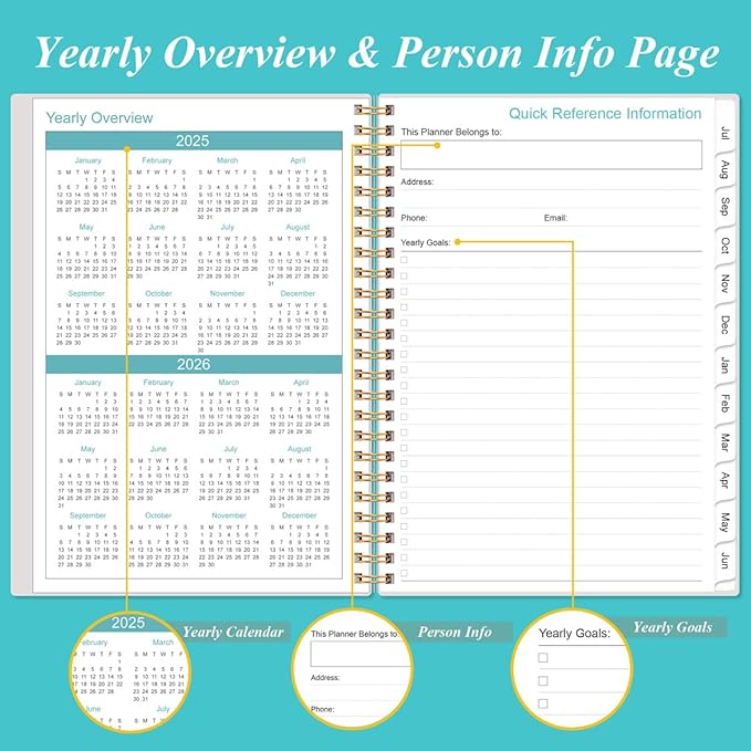 2025-2026 Daily & Monthly Planner - One Page Per Day, Daily Planner from July 2025 to June 2026, Planner 2025-2026 with 12 Monthly Tabs, 6.4" x 8.5", Rose Flower