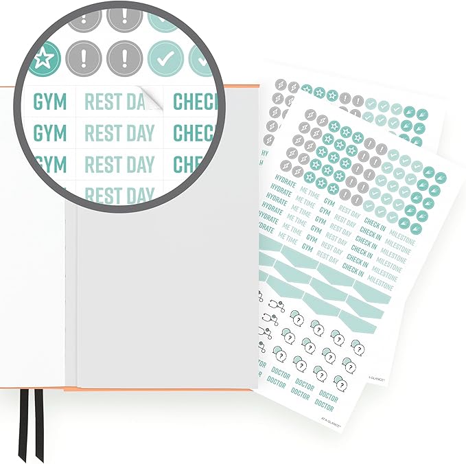 AT-A-GLANCE Foundation Wellness Planner, Undated Weekly & Monthly Tracker, Self-Care Journal for Mental and Physical Health, Hardcover, 5-3/4" x 8-1/4", Peach (FDH-200)