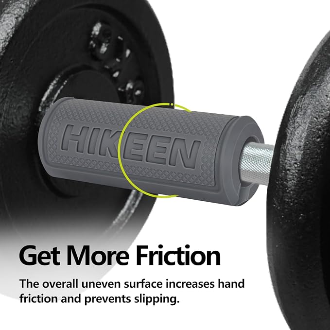 Hikeen Thick Bar Dumbbell Grips,Non Slip Hard Rubber Barbell Grips,Grips for Weight Lifting, Muscle Building-1.77", 2", 2.25" & 2.75" Outer Diameter