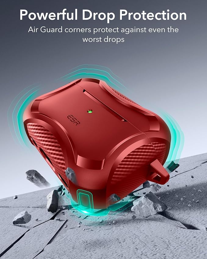 ESR for AirPods Pro 3 Case (2025), Compatible with Airpods Pro 3rd Generation Case (USB-C Cable), Magnetic Lid, MagSafe Ready, Powerful Drop Protection, Cyber Series, Red