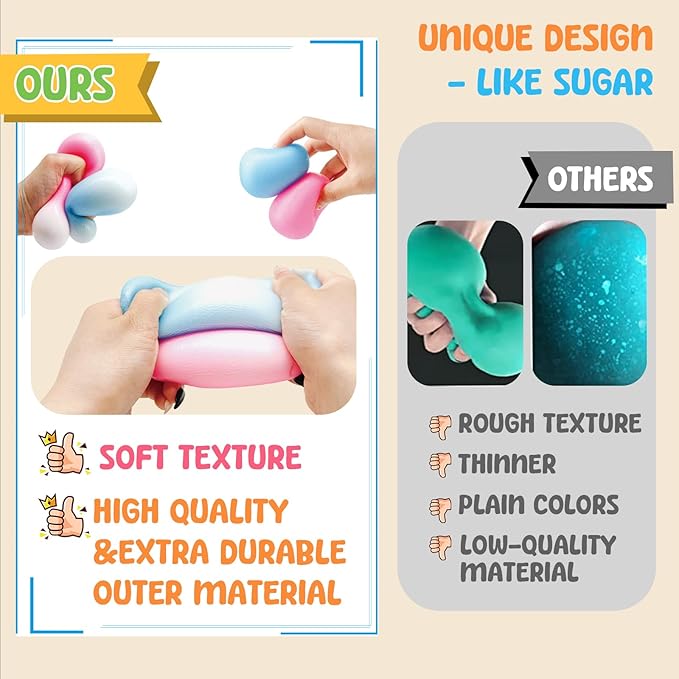 Fidget Toys Stress Balls for Kids & Adults - Changes Color in The Sun -Slow Rise Dough Ball - Fidgets for Classroom - Squishy Fidget Toys Stretchy Squeeze Stress Relief Balls for Anxiety (Dough Blue)