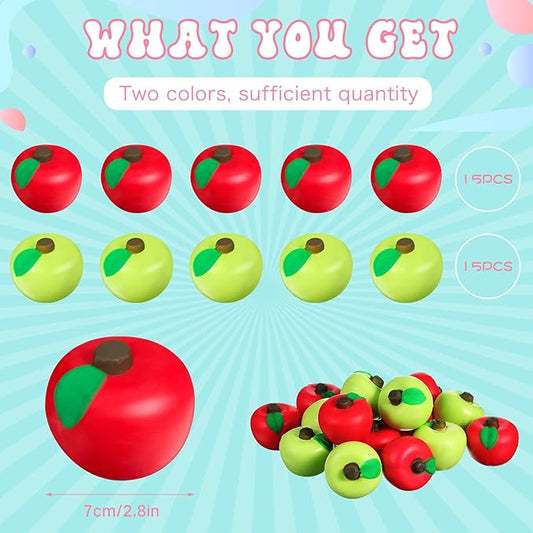 Chalyna 30 Pieces Fruit Stress Ball Toys Red and Green Fruit Stress Relief Squeeze Balls Squeeze Finger Toys for Adults Finger Exercise Carnival Reward Gifts Party Favor Supplies(2.8 Inch)