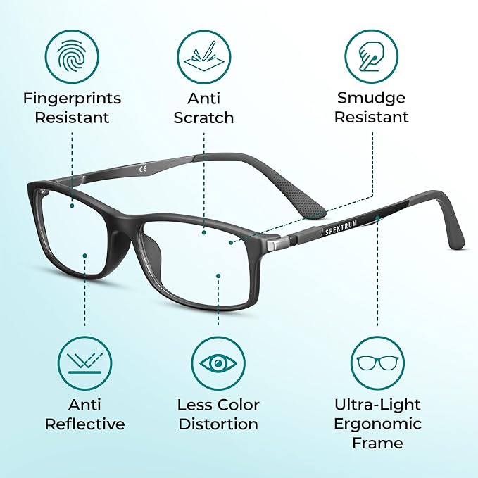 Prospek Blue Light Readers For Men DYNAMIC +1.25 Diopters - High Optical Quality Lenses - Regular Size