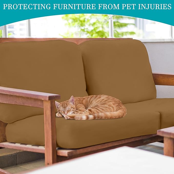 12Pcs Stretch Patio Cushion Covers,Outdoor Couch Covers Replacement,Outdoor Couch & Sofa Slipcovers,for Patio Furniture Cushion Covers,Washable Reusable urniture Protector (Camel,Cover Only)