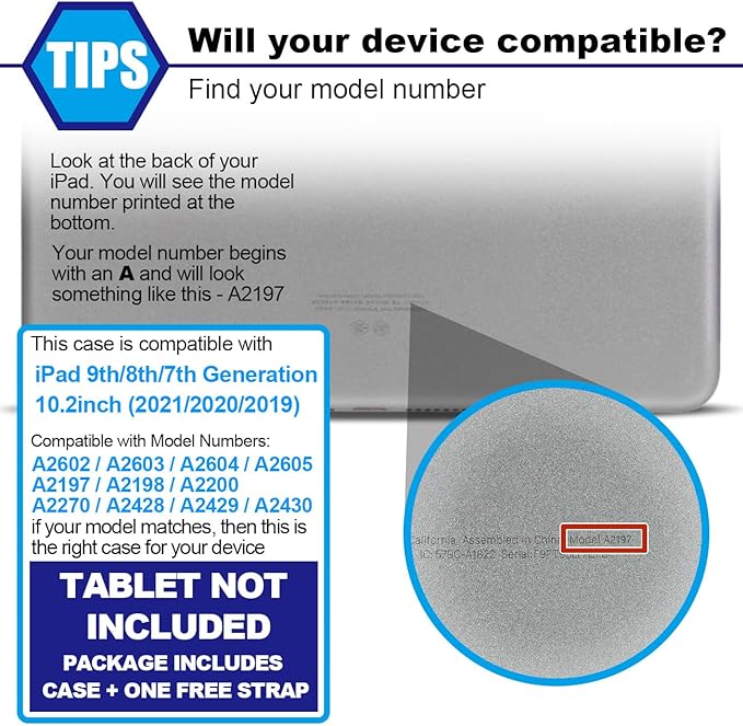 SEYMAC stock Case for iPad 9th/ 8th/ 7th Generation 10.2'', Shockproof with Screen Protector, Pencil Holder [360° Rotating Hand Strap] & Stand, for iPad 10.2 inch 2021-2019 (Red+SiliconeBlack)