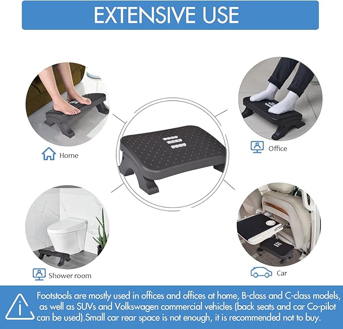 Scalebeard Under Desk Footrest, Ergonomic Foot Stool with Massage Rollers Max-Load 120Lbs Desk Leg Rest Pain Relief for Home Office Work