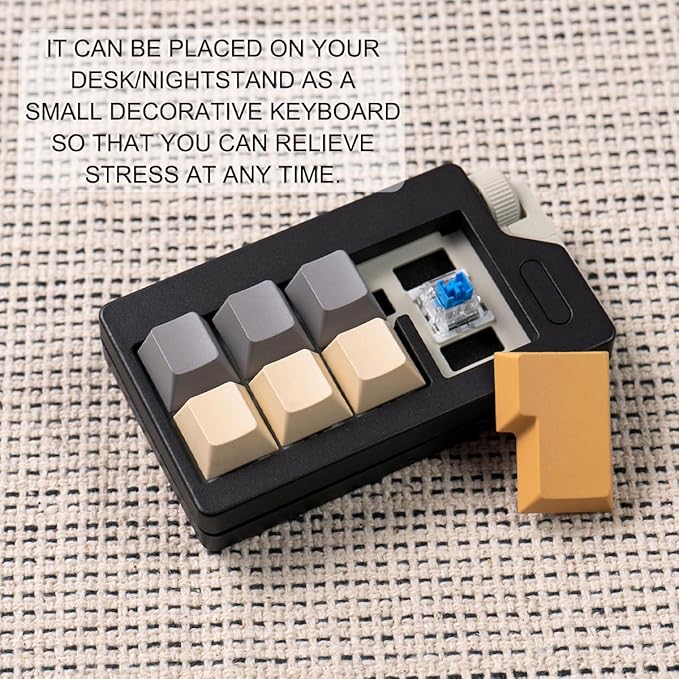 Keyboard Fidget Clicker Toy for Adults, Fidget Keyboards Sensory Fun Toys for Anxiety Decompression, Gift Christmas Ideal for Lover (Black Khaki)