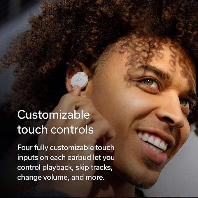 Denon PerL Pro True Wireless Earbuds - Adaptive Active Noise Cancelling, Personalized Sound with Masimo Adaptive Acoustic Technology, Spatial Audio, Long-Lasting Battery, Wireless Charging, Black