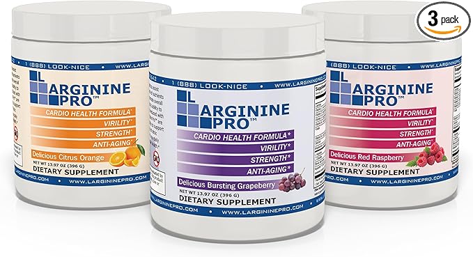 L-ARGININE PRO | 5,500mg L-Arginine Plus L-Citrulline 1,100mg Raspberry, Orange & Grape Powder Drink Mix Supplement for Increased Nitric Oxide Production