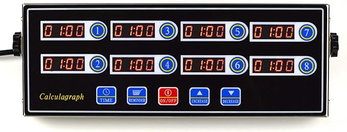 Li Bai Commercial 8 Channels Kitchen Timer Restaurant Cooking Timers 8 Channels Digital Alarm Reminder Multi-Event,Clock Loud Adjustable Clear LED Display, Stainless Steel(Black)