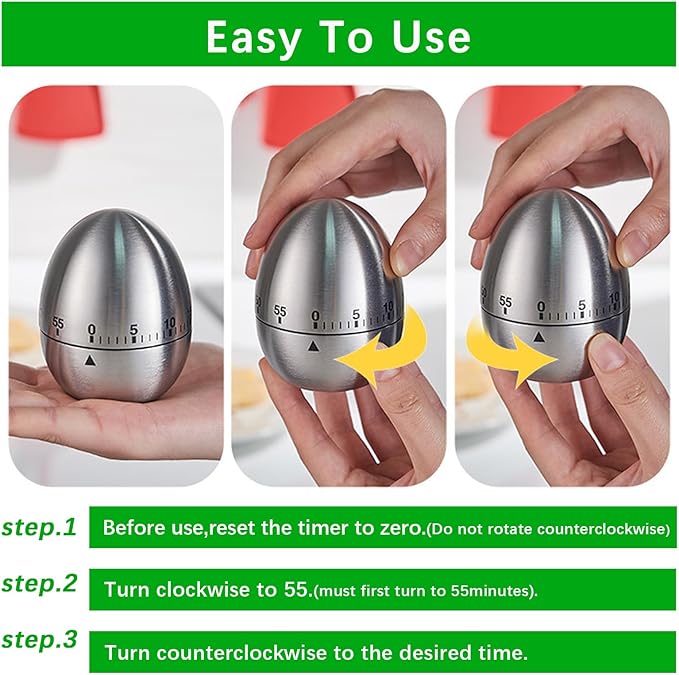 Mechanical Kitchen Timer, Cute Timer for Kids, Wind Up 60 Minutes Manual Countdown for Classroom, Home, Study and Cooking
