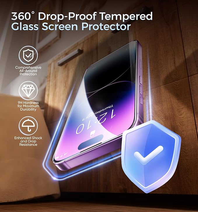 MAGIC JOHN 2 Pack for iPhone 14 Pro Max Screen Protector, with Shatterproof Tempered Film, Auto Dust-Elimination, Bubble Free & HD Clear, Easy Installation for iPhone 14 Pro Max/6.7 Inch