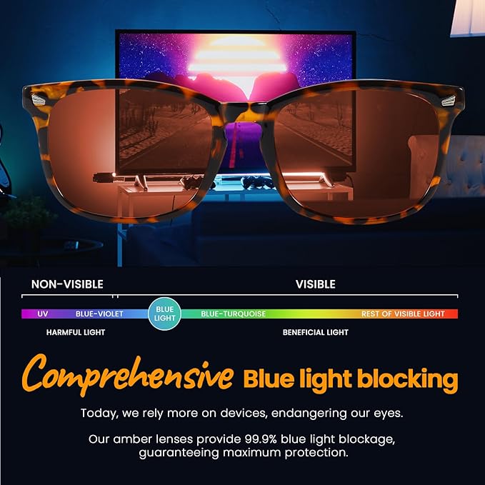 SODQW Gaming Blue Light Blocking Glasses for Men Women Reduce Eyestrain Orange Aviator Eyeglasses for Computer TV