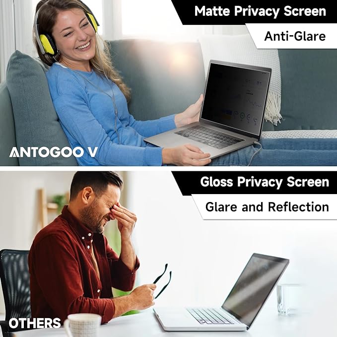 16 Inch 16:10 Laptop Privacy Screen Filter, Anti Blue Light Glare & Anti Scratch Computer Privacy Shield for 16" with 1920x1200 Aspect Ratio Laptop