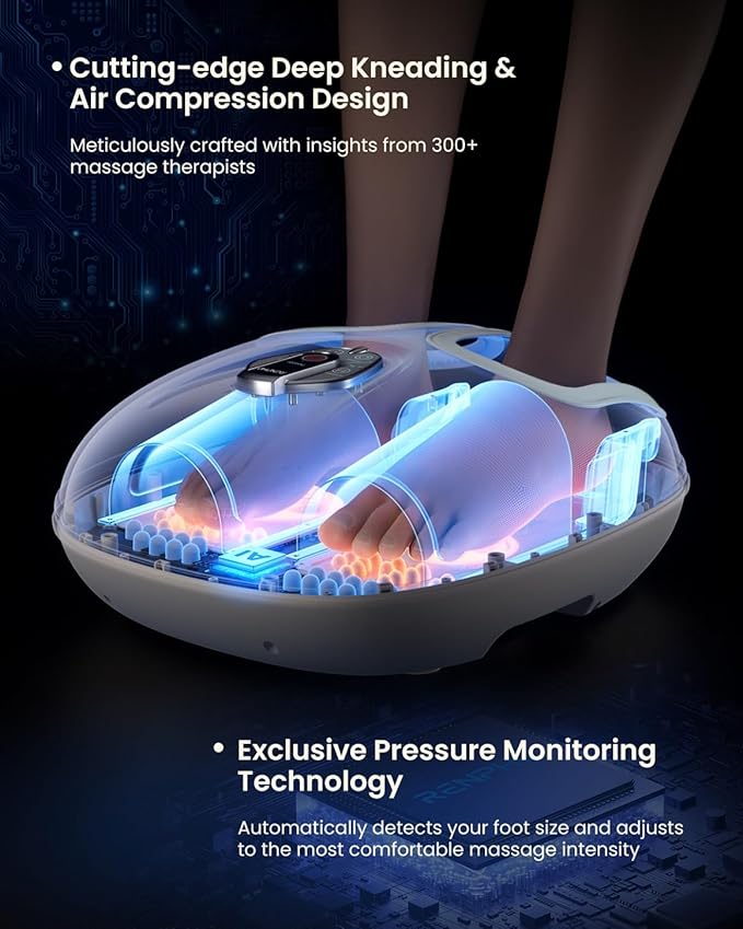 RENPHO Foot Massager Machine with Heat [2025 Upgraded], Shiatsu Foot Massager for Plantar Fasciitis, Birthday Gifts for Women, Wireless Control, WMF02