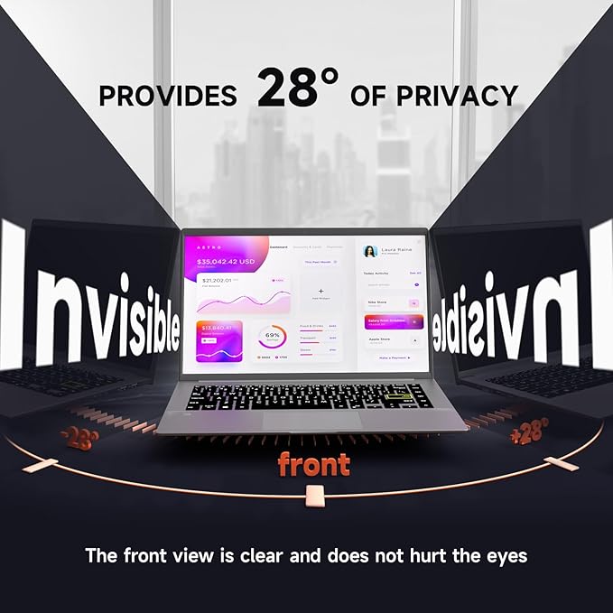 Laptop Privacy Screen 13.3 Inch 16:10 Aspect Ratio - Compatible with Lenovo Hp Dell Acer Asus Thinkpad Envy Xps, Anti Blue Light Glare Filter, Removable Laptop Screen Privacy Shield 13.3 in, Anti-Scratch Screen Protector