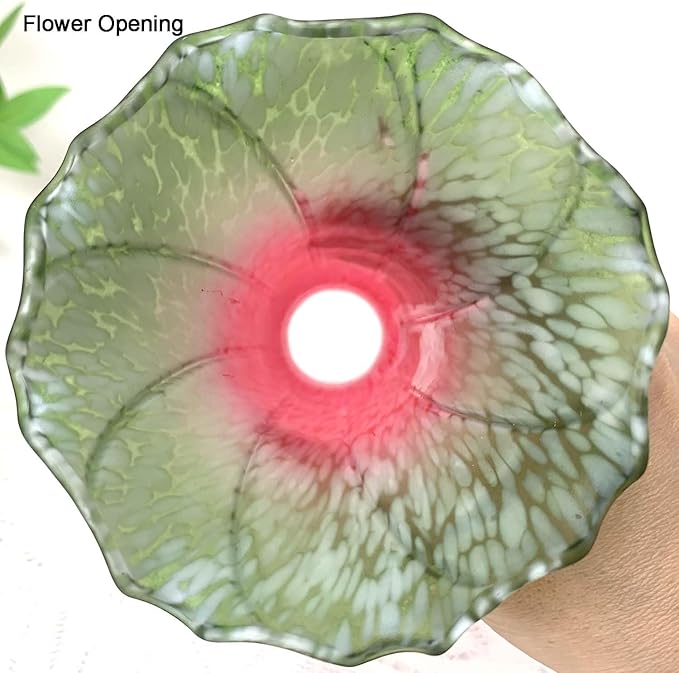 Bieye LS68 Lily Flower Blown Glass Lampshade (Red Green, Opening I.D. 1.26" x O.D. 1.5")