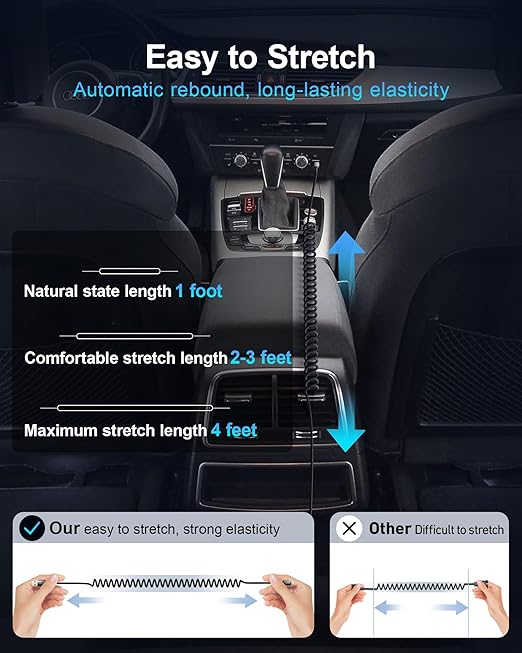 USB to Lightning Cable for CarPlay, [Apple MFi Certified] Coiled iPhone Charger Cable 3FT 2Pack, Braided iPhone USB A to Lightning Cord i Phone Cable for iPhone 14//13/12/11/Pro Max, iPad AirPods