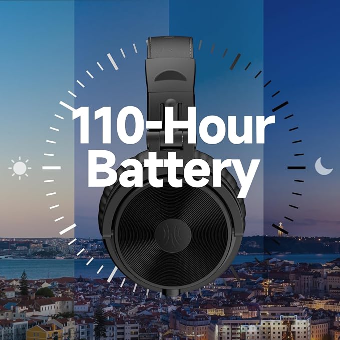 OneOdio Bluetooth Over Ear Headphones, 110 Hrs Wireless/Wired Stereo Sound Foldable Headsets with Deep Bass 50mm Neodymium Drivers for PC/Phone/Tablet - Studio Wireless Pro C, Red