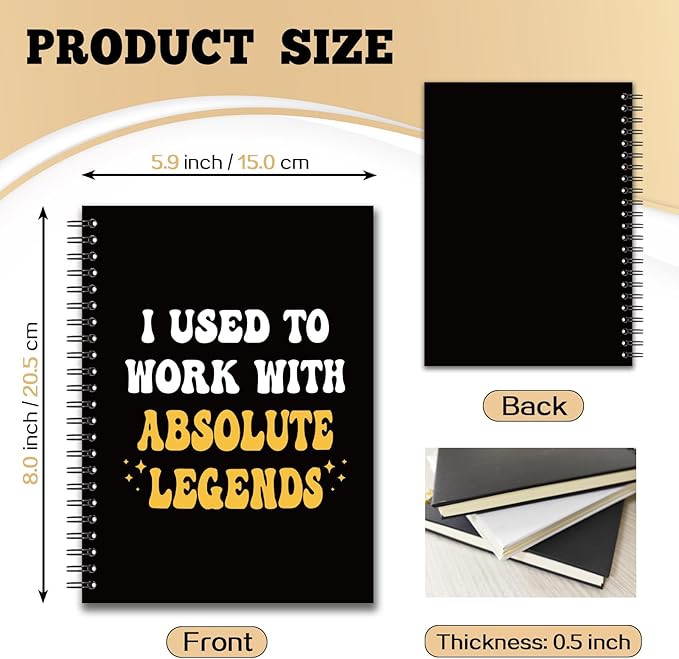 YAZMEEN Coworker Blank Spiral Notebook（160 Pages） I Used to Work with Absolute Legends Hardcover Sketchbook Coworker Leaving Gift Funny Gag Gift Notebook for Women Men Colleague Boss Leader Manager