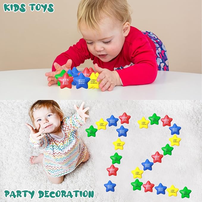 Kasyat 20 Pcs Star Stress Balls - 2.16" Motivational Squeeze Toys for Adults, Teens, Students & Party Favors