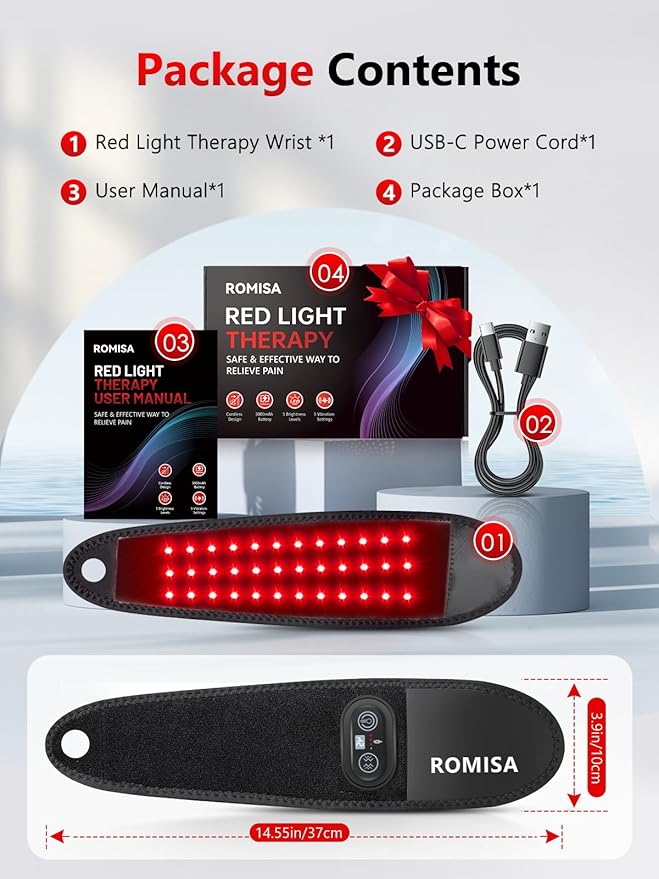 Red Light Therapy for Hand, Near Infrared Light Therapy Wrist Brace & Red Light Therapy Wrist Wrap Pad for Faster Recovery
