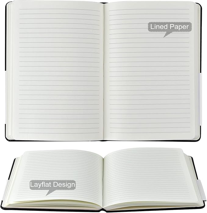 Coopay 12 Pack A5 Journal Notebooks Bulk, 160 Pages, 100GSM Thick Paper, 8.3 x 5.5 inch Hardcover Lined Leather Journals for Writing Office School Business,Bulk Notebook for Work Men Women (Black)