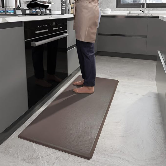 Color&Geometry 0.71" Extra Thick Anti Fatigue Cushion Kitchen Floor Mat,Easy Clean, Water & Oil Proof, Non Slip, Foam Padded Runner Rug for Front Sink,20"x 47" Brown (2.0 Version)