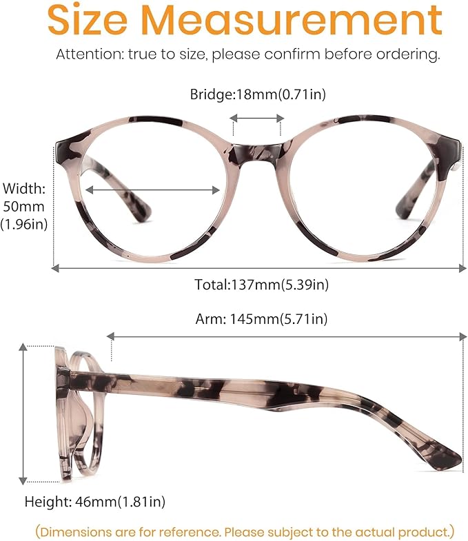 Cyxus TR90 Oversized Blue Light Blocking Glasses Women - Spring Hinge Round Frame Computer Use Anti Eye Strain 8018