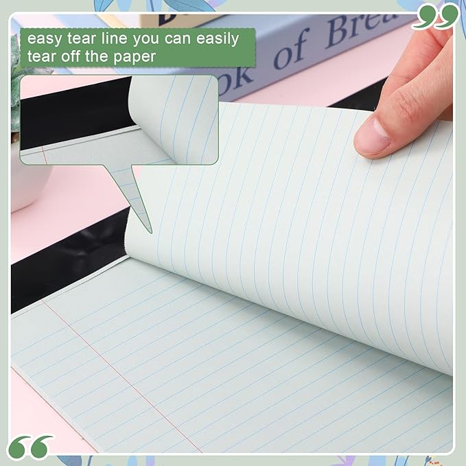 Lincia 6 Pcs 11" x 9.5" Legal Pads College Ruled Notepad Landscape Notebook Horizontal Lined Notebook 80 Gsm Assorted Colors Paper Pastel Writing Pads for School Office, 40 Sheet (Boho Color)