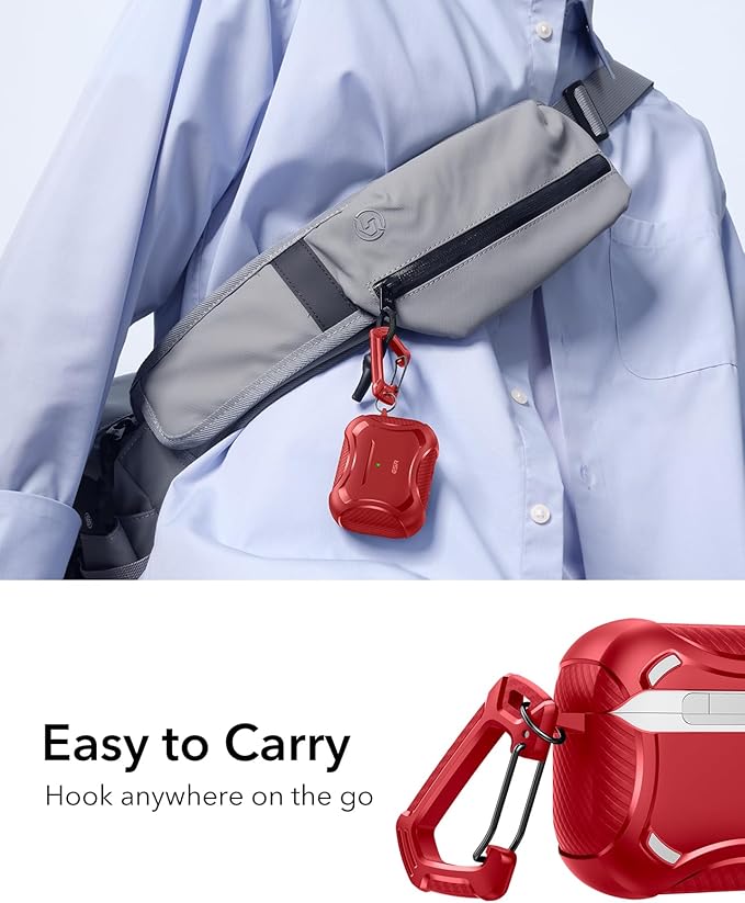 ESR for AirPods Pro 3 Case (2025), Compatible with Airpods Pro 3rd Generation Case (USB-C Cable), Magnetic Lid, MagSafe Ready, Powerful Drop Protection, Cyber Series, Red