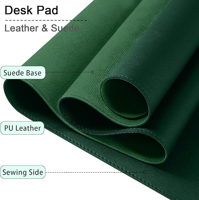 Large Desk Pad, 47.2" x 17" PU Leather Desk Mat for Desktop, Non-Slip Office Desk Mat for Desk, Desk Blotter Pad, Waterproof Computer Pad for Desk, Keyboard Mats for Home & Office (Dark Green)