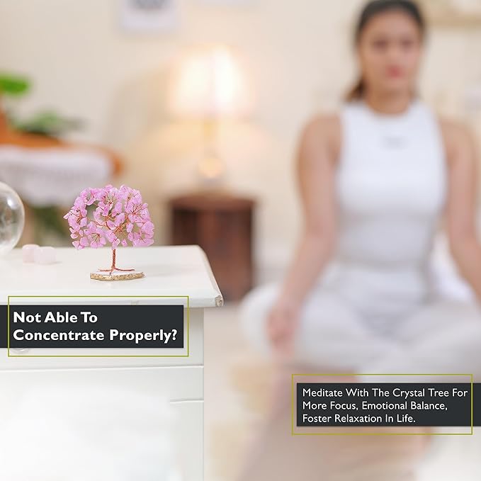 FASHIONZAADI Rose Quartz Crystals Tree, Crystals and Healing Stones, Pink Crystal Tree, Office Decor for Women, Birthday Gifts for Women, Crystal Decor, Spiritual Gifts