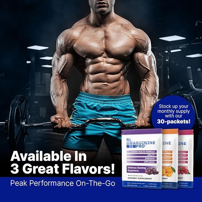 L-Arginine PRO | 5,500mg L-Arginine Plus L-Citrulline 1,100mg Grape Powder Drink Mix Supplement for Increased Nitric Oxide Production