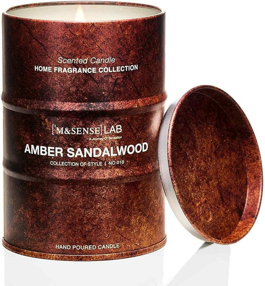 M&SENSE Amber Sandalwood Scented Candles Natural Non Toxic, Aromatherapy Candle for Stress Relief Meditation Relaxing, Housewarming Gifts for Women Men, 11.3oz 70 Hour Long Burning