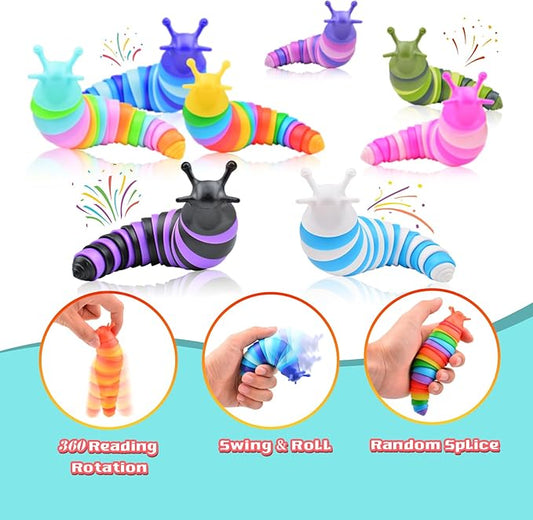 Cevioce 4 Pcs Toddler Party Favors - Fidget Toys Slugs for Students & Classroom Prizes - Goodie Bag Stuffers for Kids 3-5